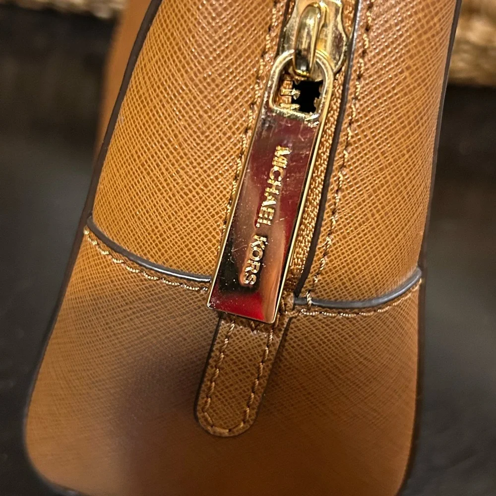 Michael Kors Brown Gold studded Mini Crossbody bag